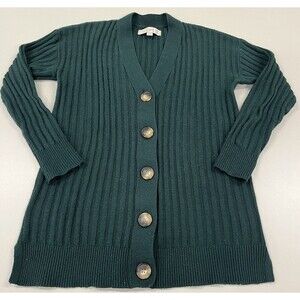 Women's Loft Dark Green Knit Cardigan, XS